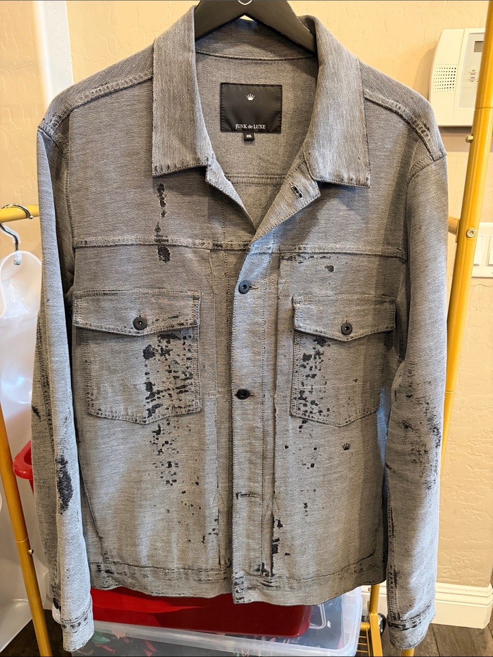 Men's Grey Distressed Shirt Jacket by Junk De Luxe
